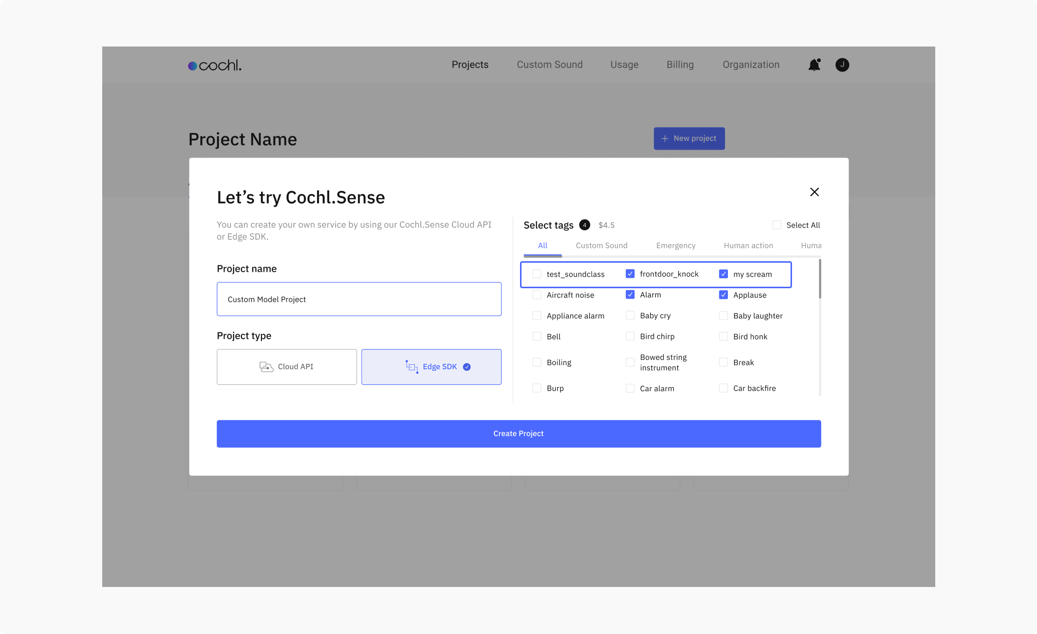 Select custom tag in Edge SDK project